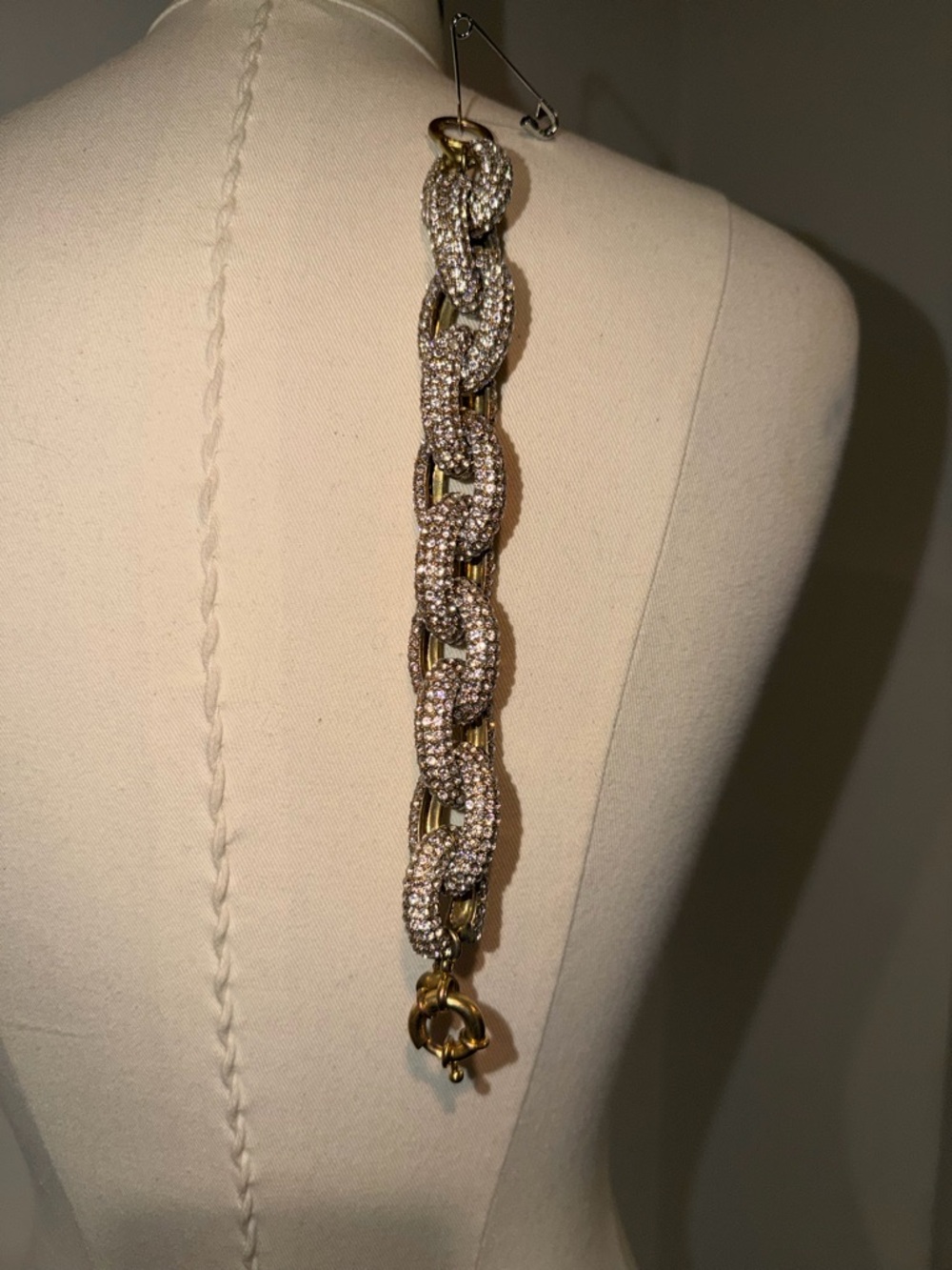 J.Crew Gold Crystal Pavé Link Bracelet